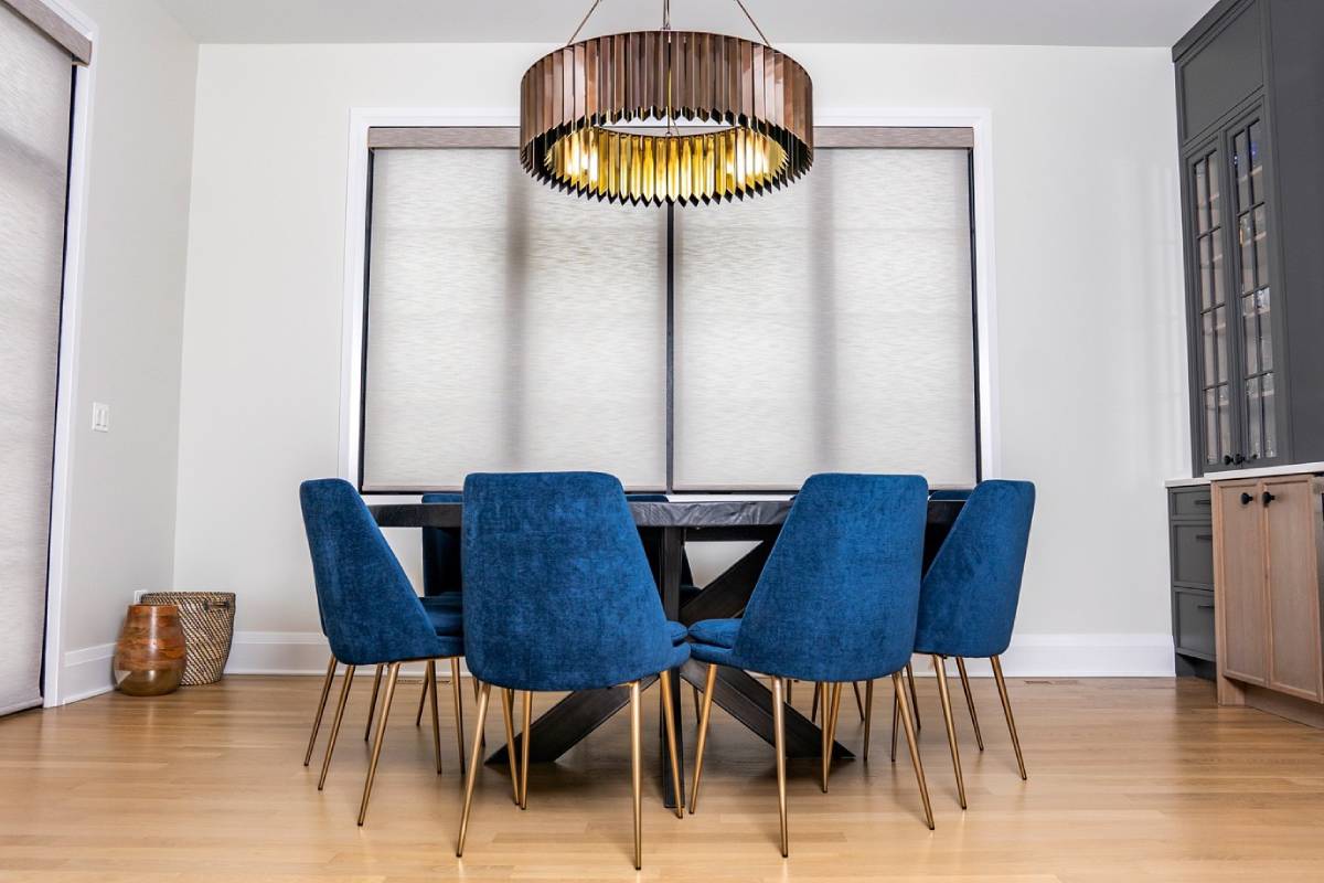 Designer Roller Shades in a living room near Oakbrook, IL