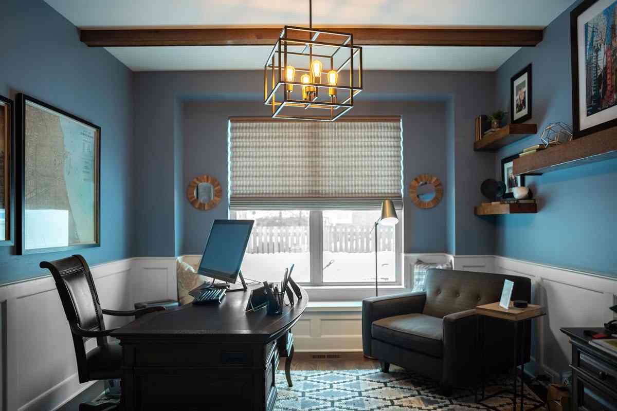 Modern Roman Shades in a bedroom near Chicagoland, IL.